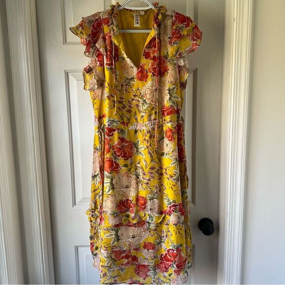 Anthropologie Dolan Ellory Dress Yellow Flutter Sleeve Left Coast XS P - Picture 3 of 7
